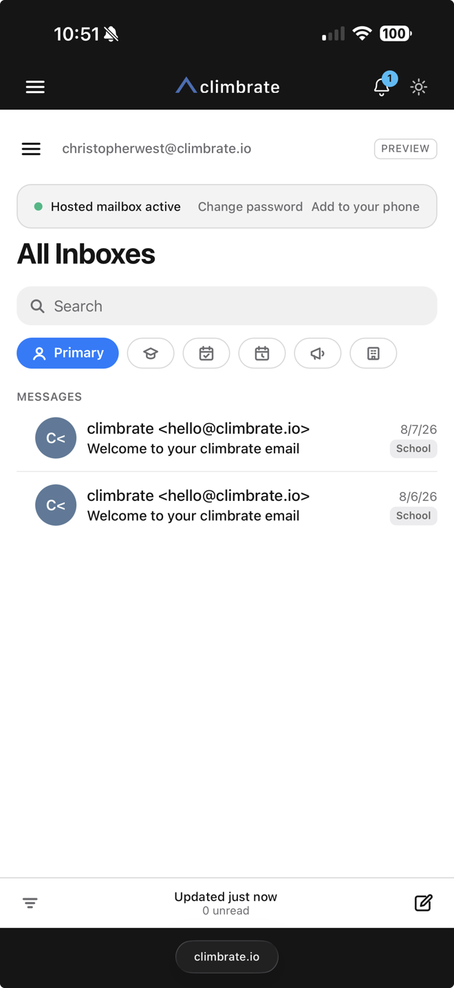 climbrate Mail on an iPhone